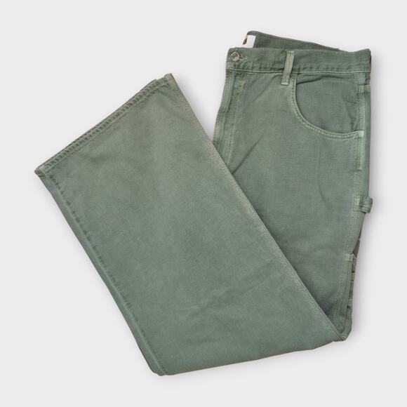 NEW w/o Tags Womens AGOLDE Green Magda Carpenter Baggy Wide Leg Jeans Size 33" - Picture 1 of 7